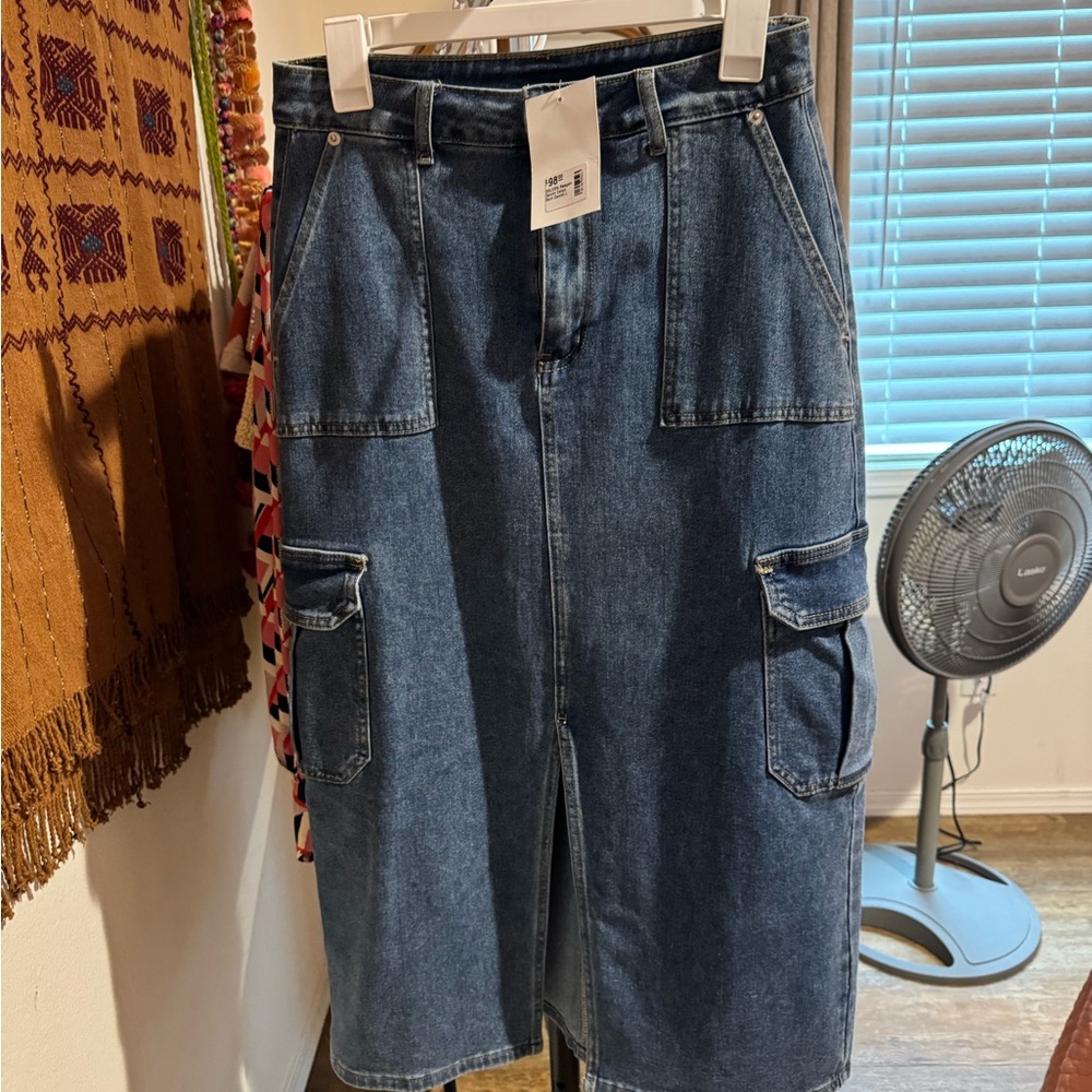 Golden Denim Skirt